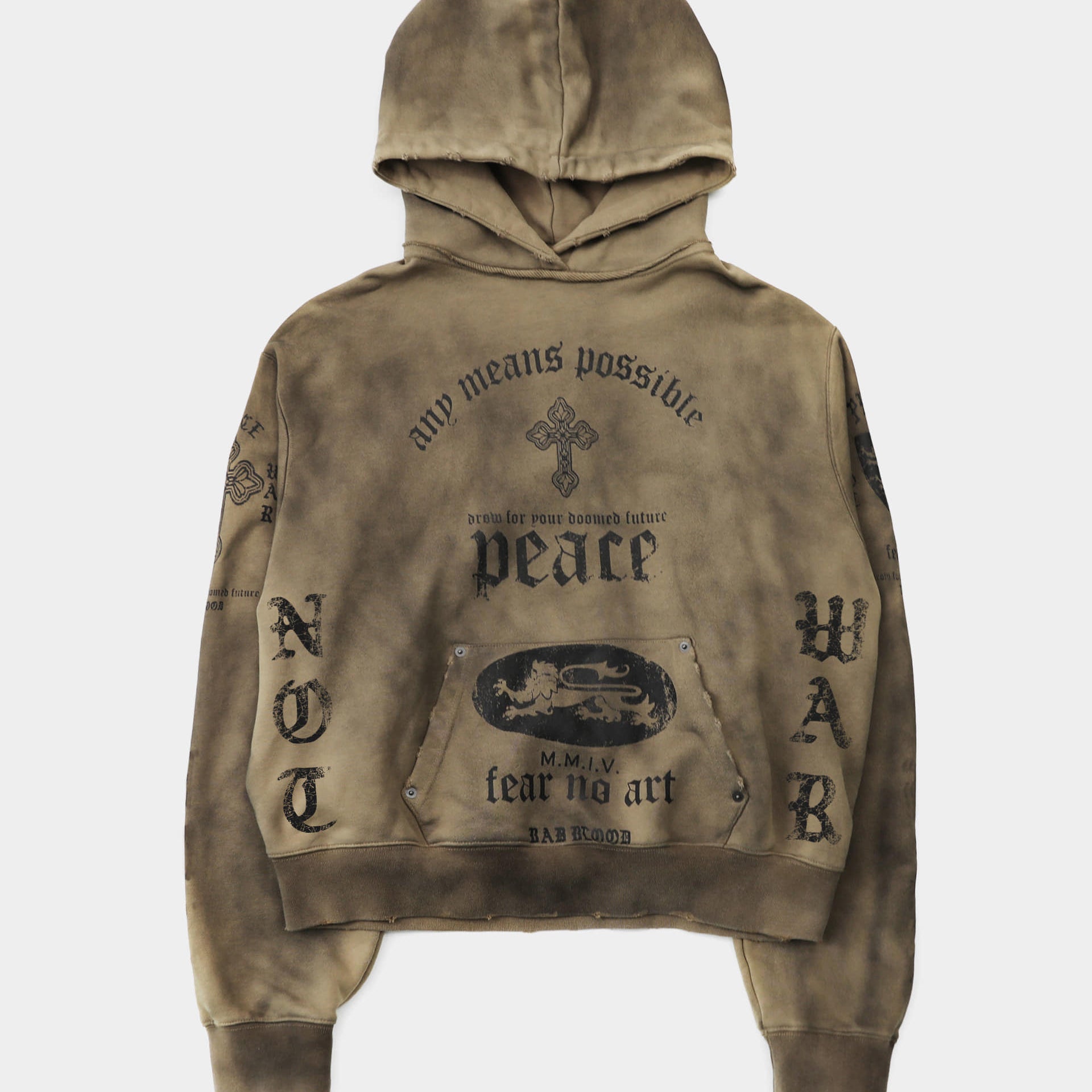 Badblood PEACE NOT WAR Hoodie Dusty Beige