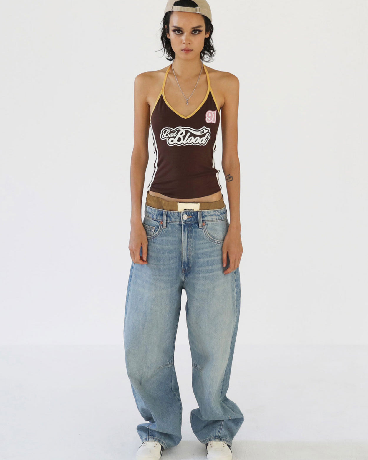 Badblood Cindy V-neck Halter Tank Tobacco