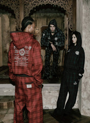 Badblood Classic Check 2 Way Jogger Trousers- Red