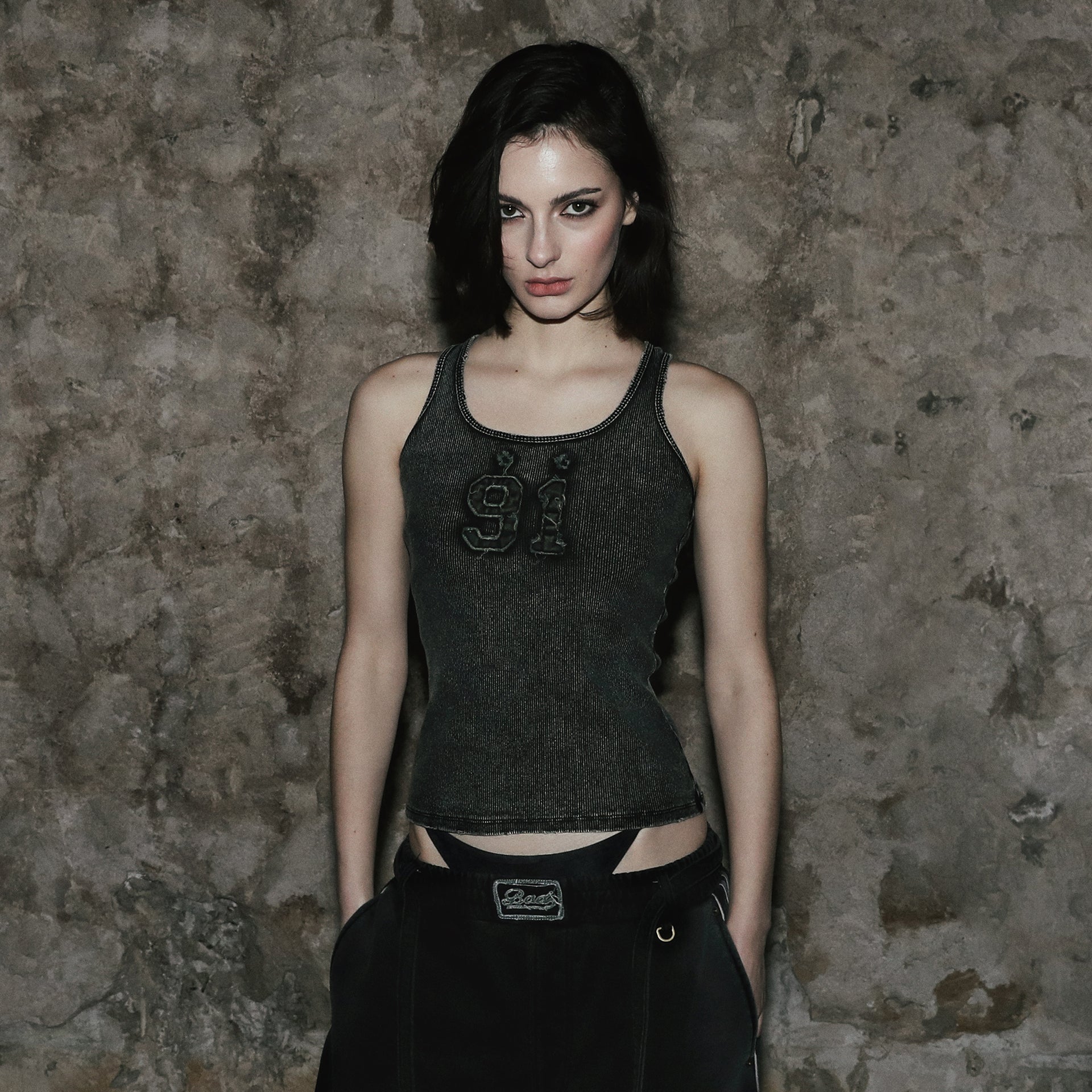Badblood Rusty Denim Tank Top Black
