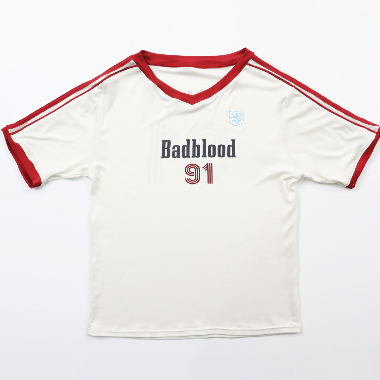 Badblood Vintage Club V-Neck Jersey T-Shirt Cream