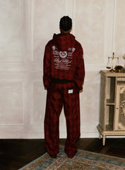 Badblood Classic Check 2 Way Jogger Trousers- Red