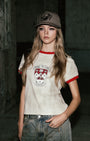 Badblood Workshop Shield Print Ringer T-Shirt - Cream