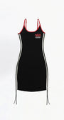 Badblood Vintage Logo Spaghetti String Mini Dress Black