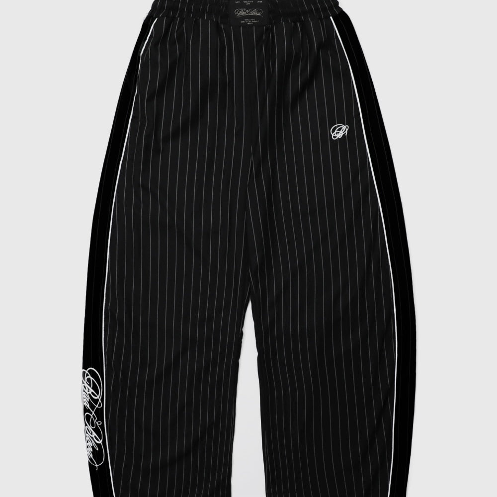 Badblood Dark Classic Pinstripe Track Pants Black