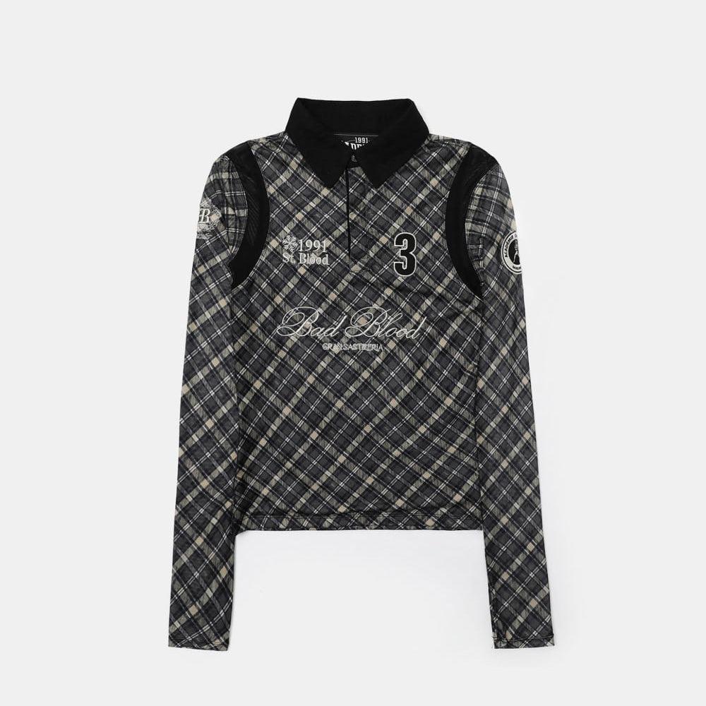 Badblood Saint Blood Rugby Shirt Slim Fit Check Black
