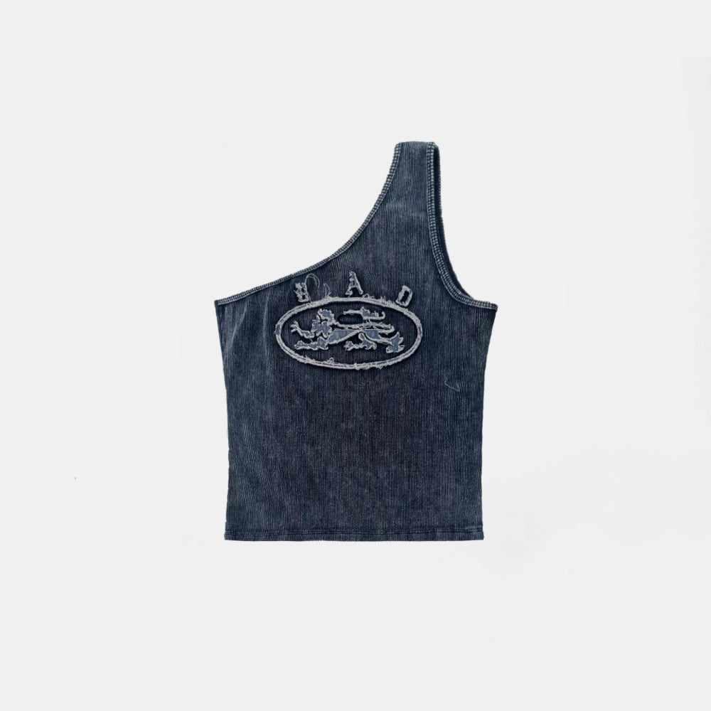 Badblood Ryan Patch One Shoulder Tank Denim Blue