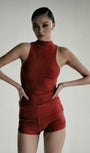 Badblood Beyond Soft Fold Over Shorts - Carmine