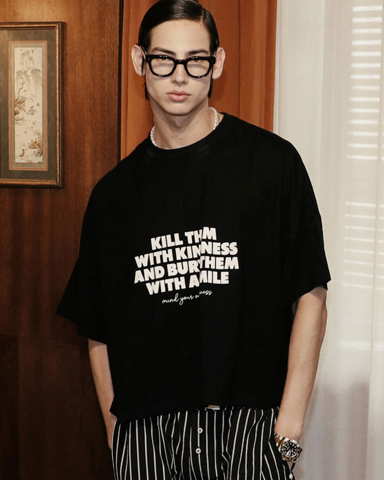 Badblood Kill them overfit crop T-shirt Black