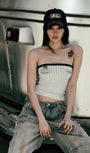 Badblood Classic Logo Stripe Tube Top - White