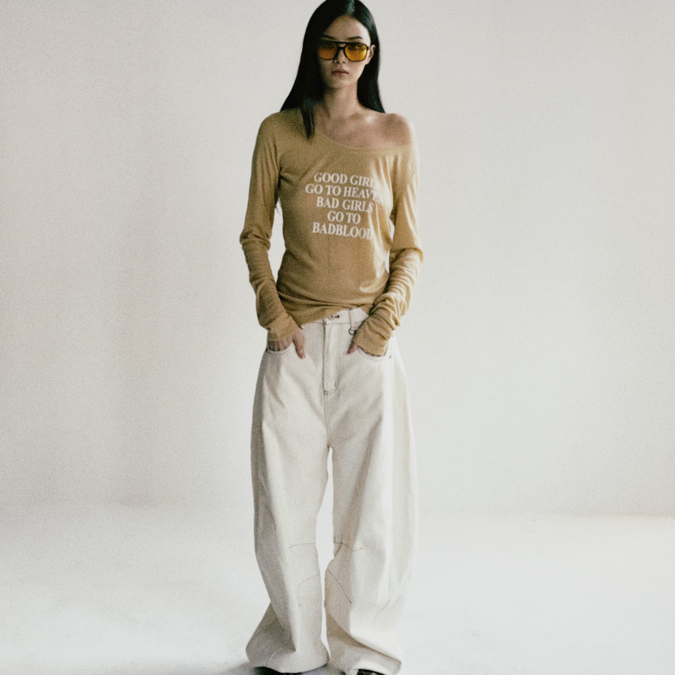 Badblood Noah Barrel Denim Jeans Cream