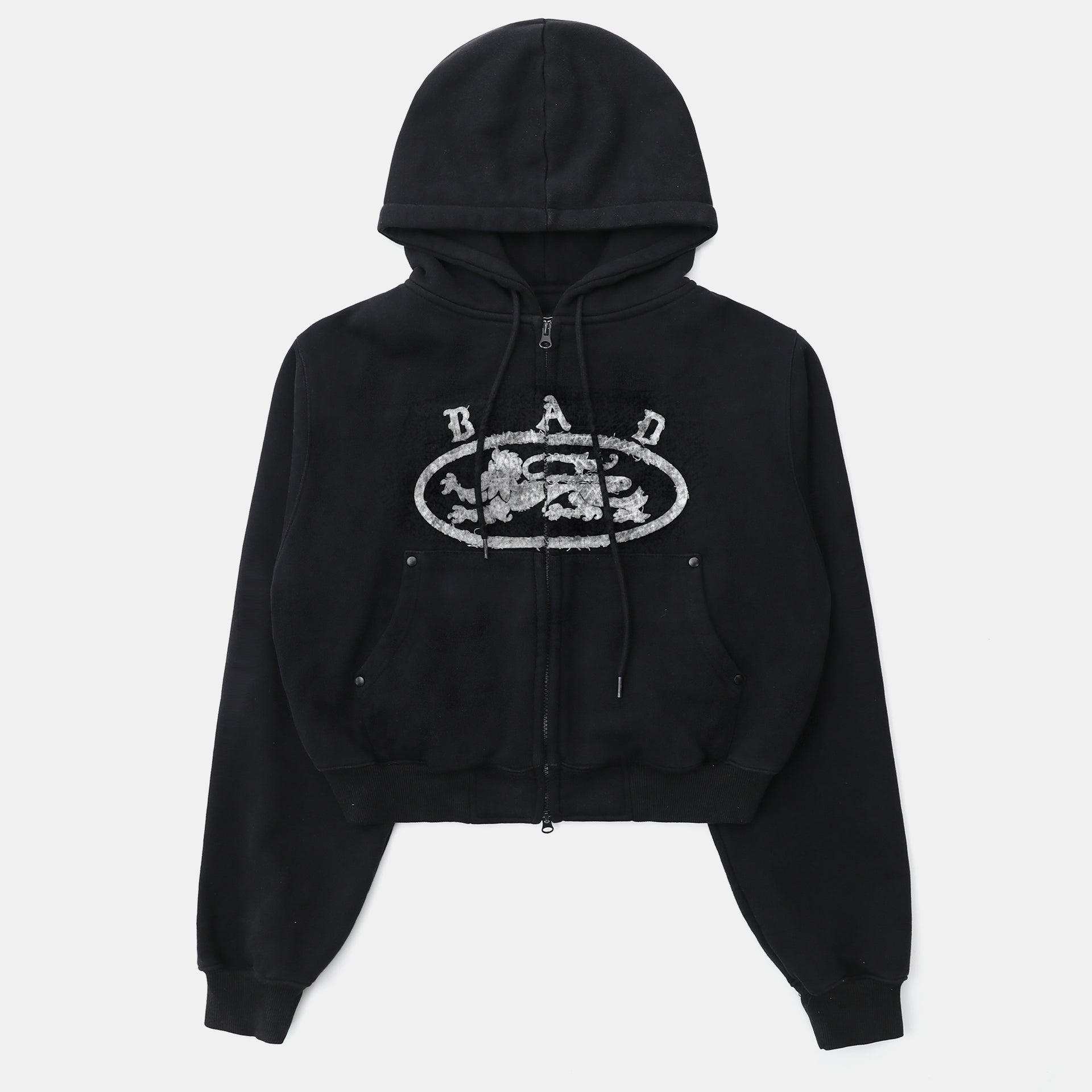 Badblood Lion Patch Hoodie Washed Black