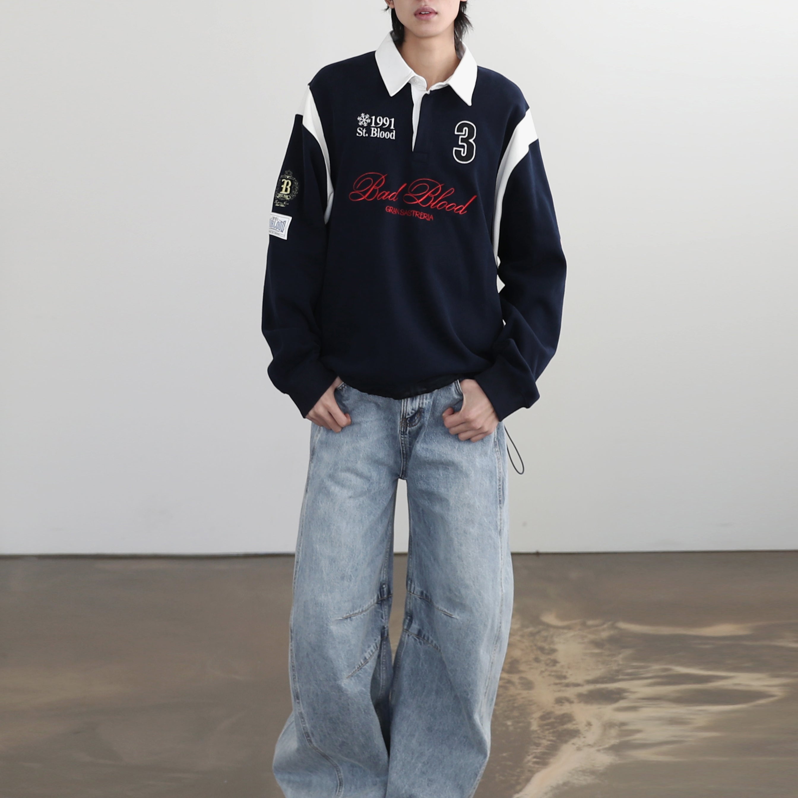 Badblood Saint Blood Rugby Shirt - Navy