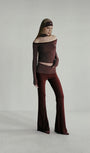 Badblood Beyond Soft Fold Over Bootcut Pants Stripe Wine