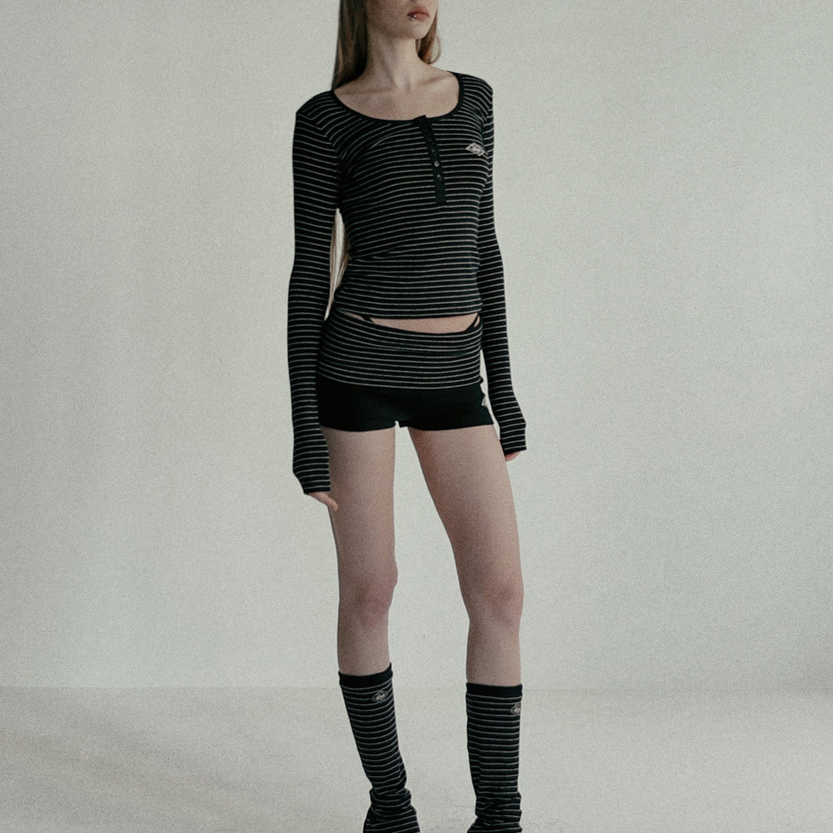 Badblood Beyond Soft Fold Over Shorts Stripe Black