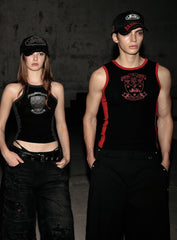 Badblood Workshop Shield Print Tank - Black/Red