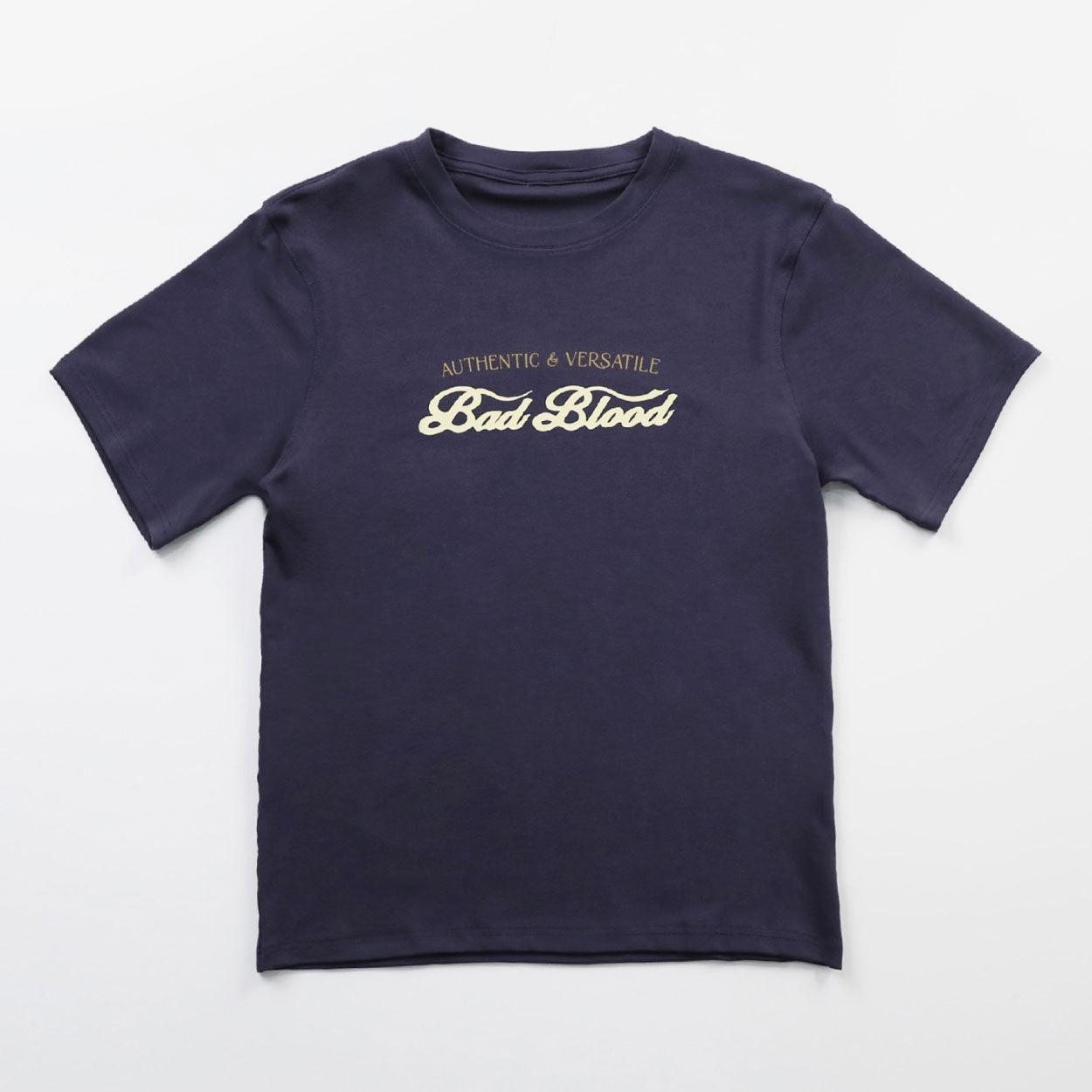 Badblood Script Logo Slim T-Shirt Navy