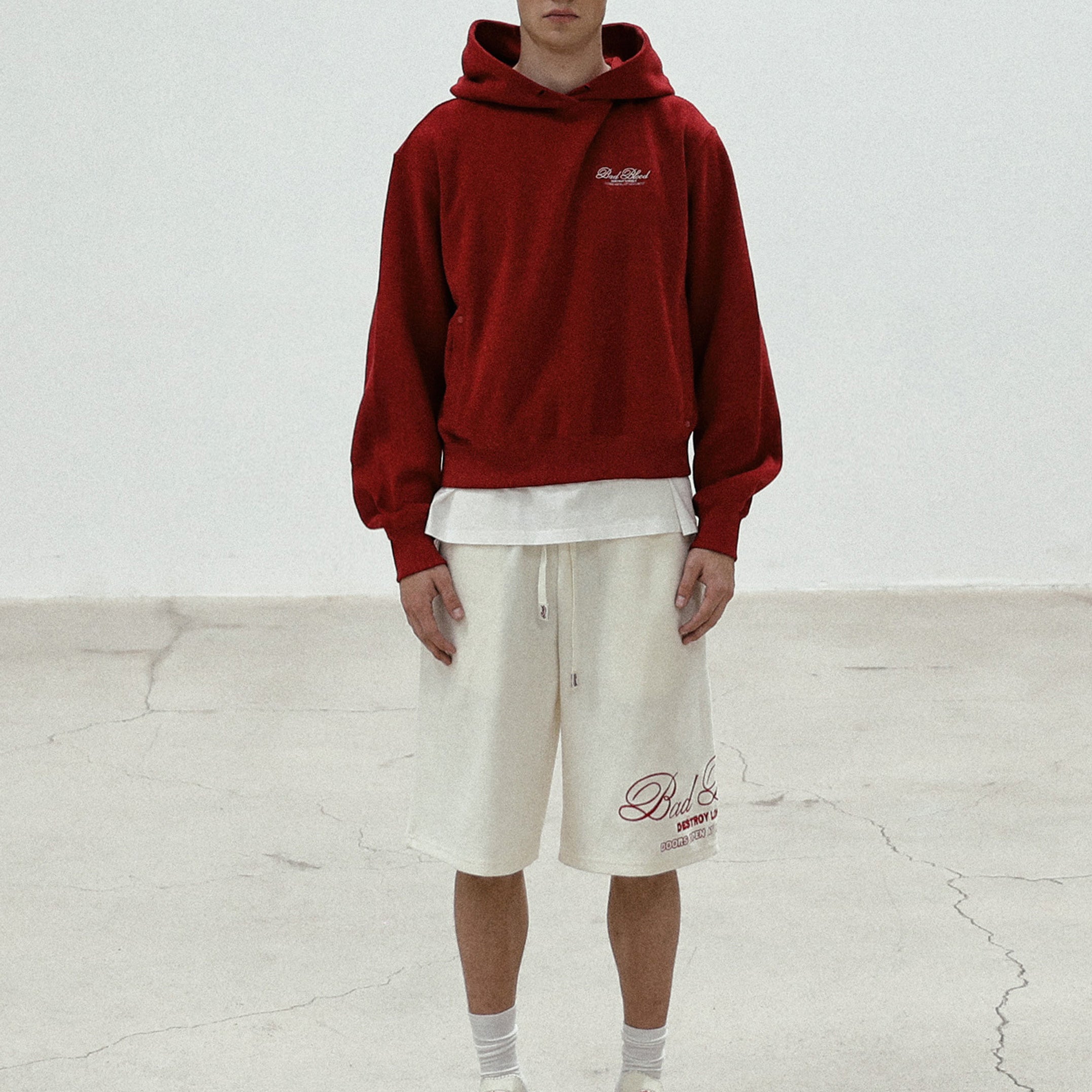 Badblood Classic Logo Bermuda Pants - Cream White