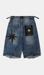 Badblood Convex Denim Long Bermuda Pants - Mid Blue