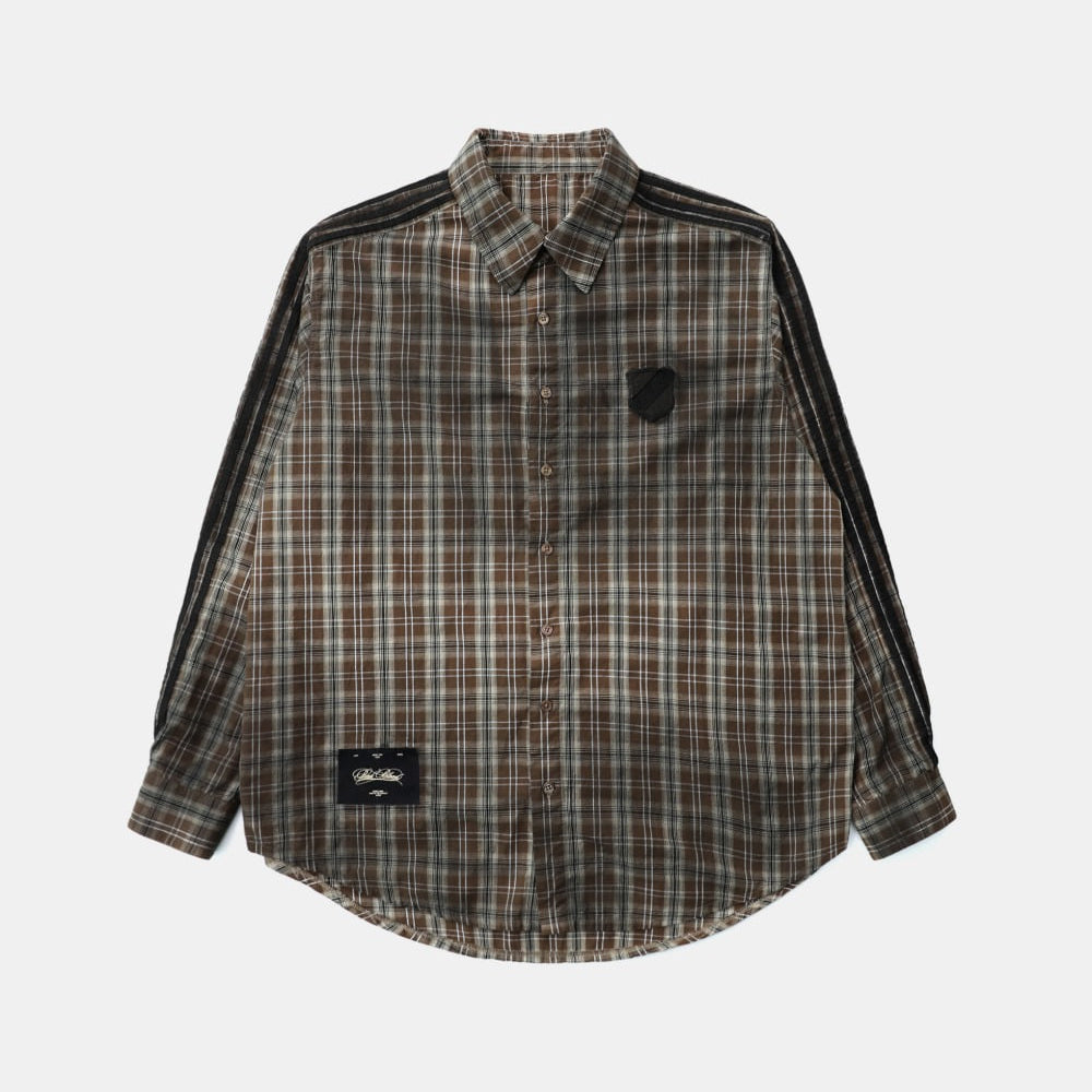 Badblood Vintage Billy Check Shirt Large Fit Brown