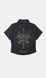 Badblood Cosmo Graphic Short Sleeve Shirt Charcoal Blue Check