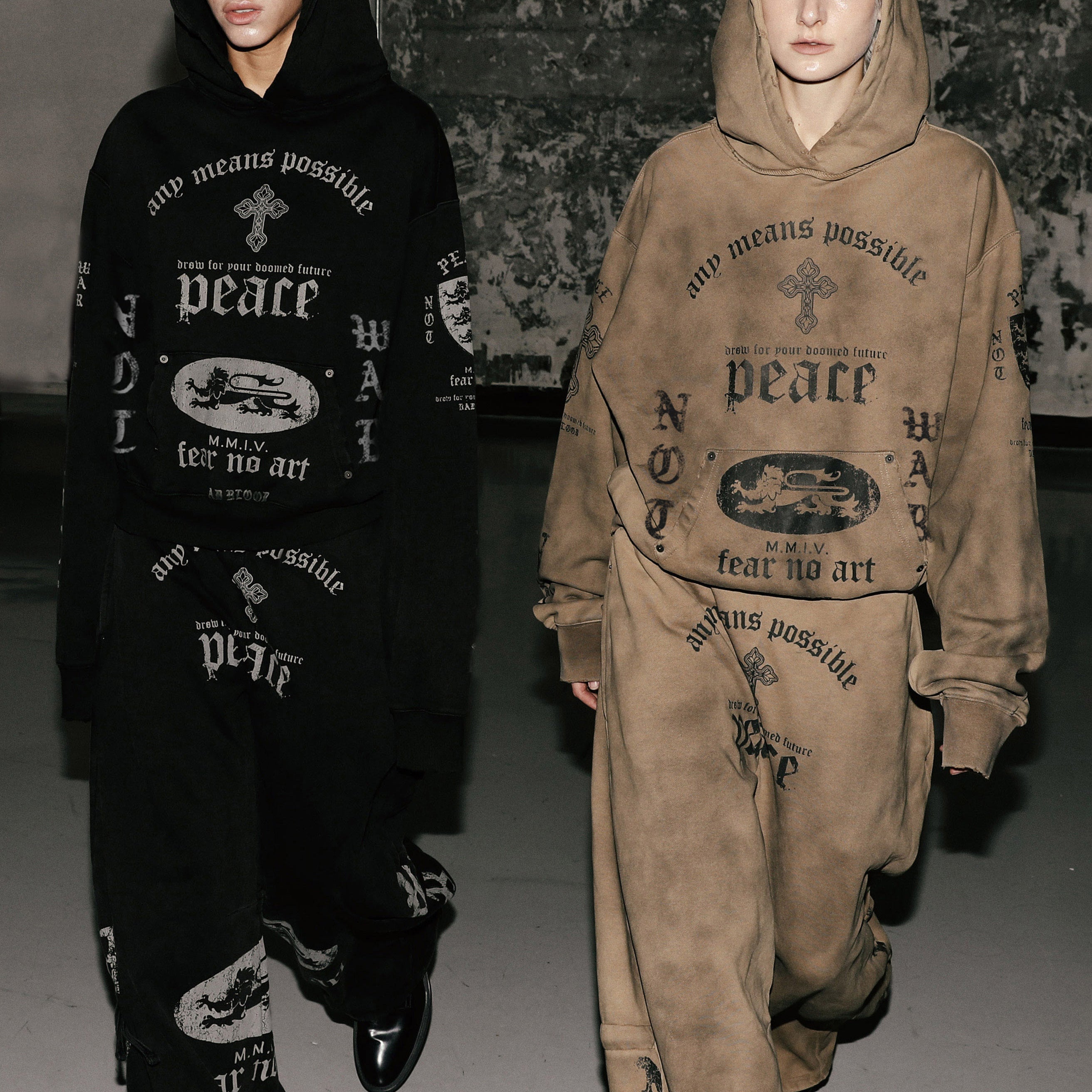 Badblood PEACE NOT WAR Hoodie Dusty Black