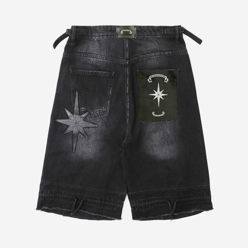 Badblood Convex Denim Long Bermuda Pants - Black