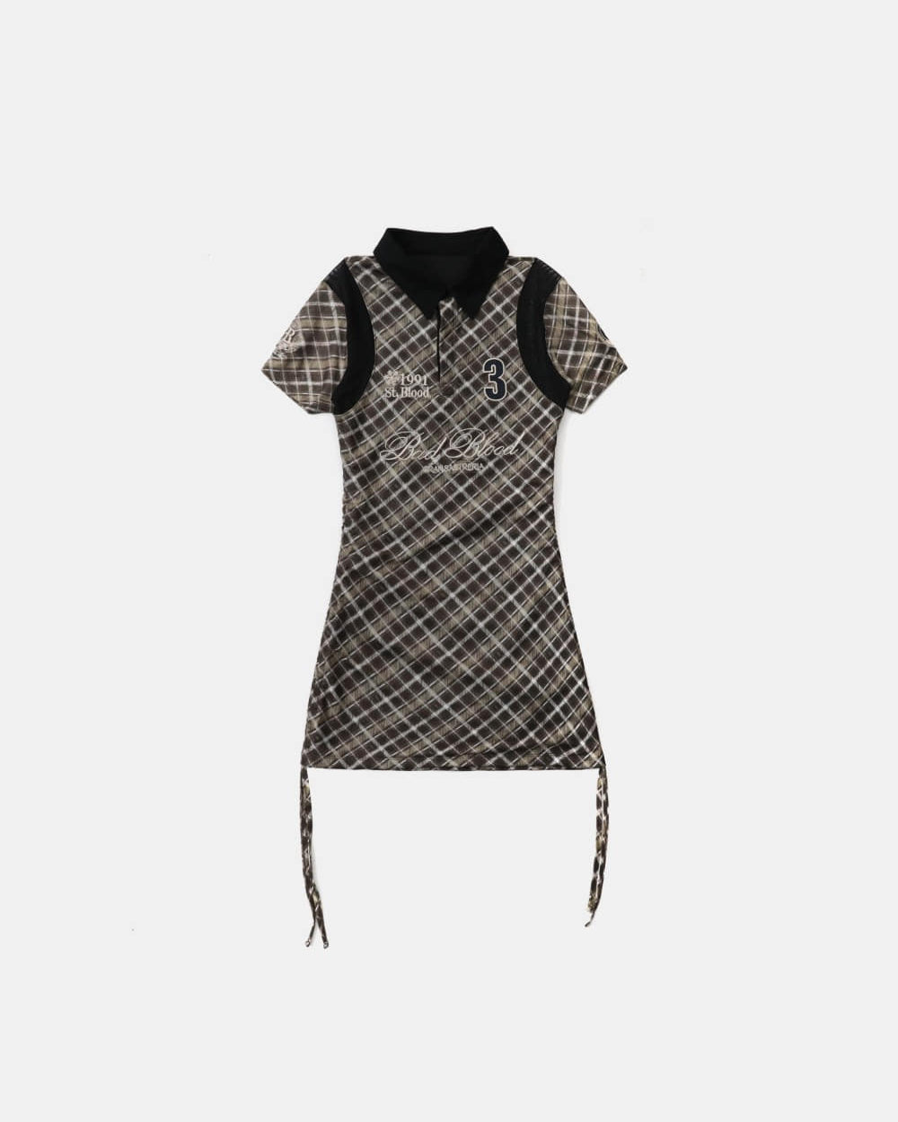 Badblood Vintage Club Polo Mini Dress Check Brown