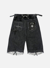 Badblood Cosmo Patch Convex Bermuda Pants - Black