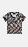 Badblood 91 V-neck Jersey T-shirt Beige Check