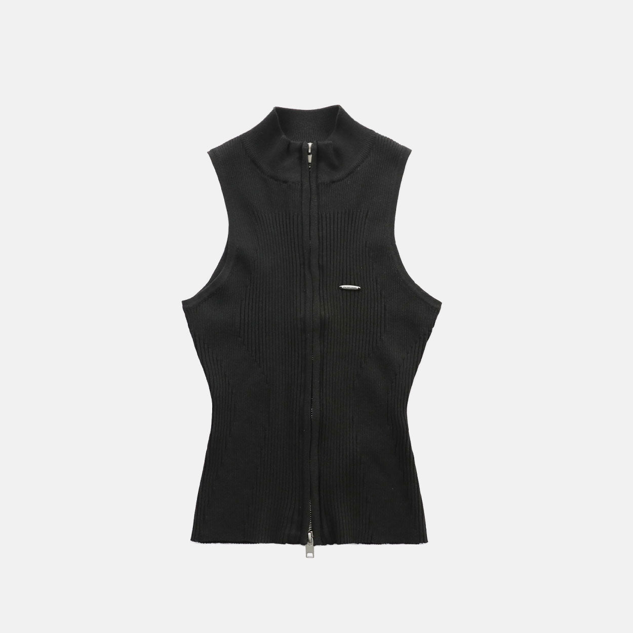 Badblood Mockneck tank knit zip-up Black