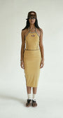 Badblood Oval Logo Halterneck Midi Dress Mustard