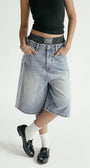 Badblood Billy Track Bermuda Jeans Baggy Fit - Blue