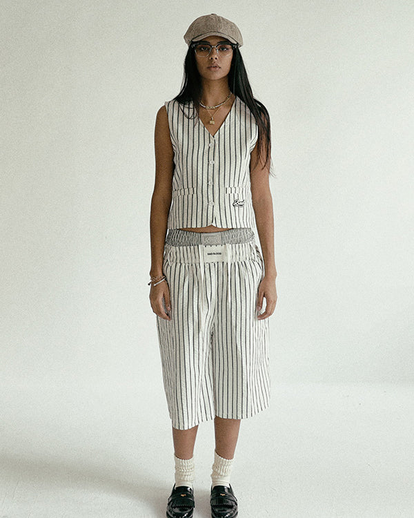 Badblood  AJ Easy Bermuda Pants White/Stripes