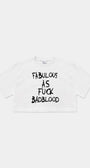 Badblood FFB Rhinestone Crop Short Sleeve Boxy Fit White