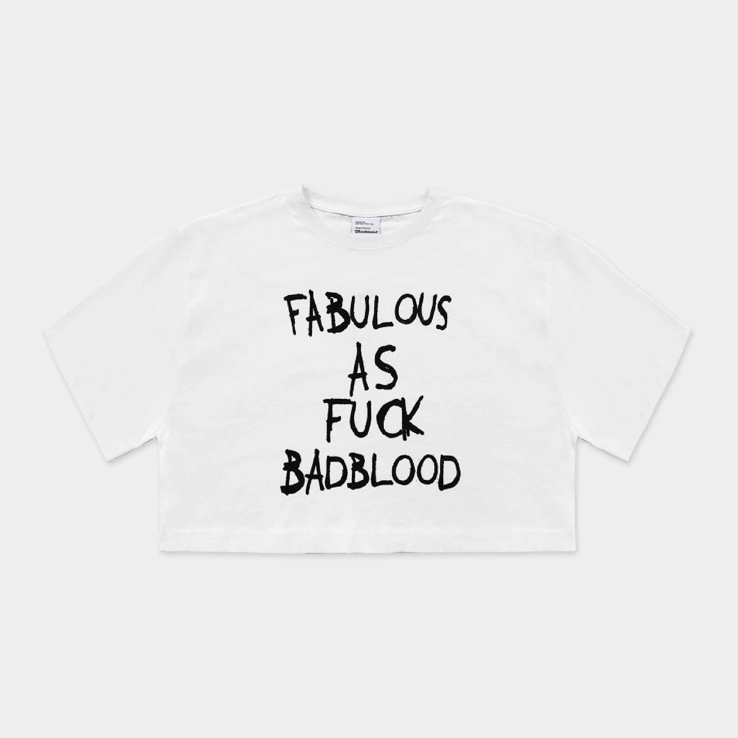 Badblood FFB Rhinestone Crop Short Sleeve Boxy Fit White