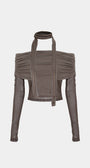 Badblood Second Skin Off Shoulder Top Tobacco