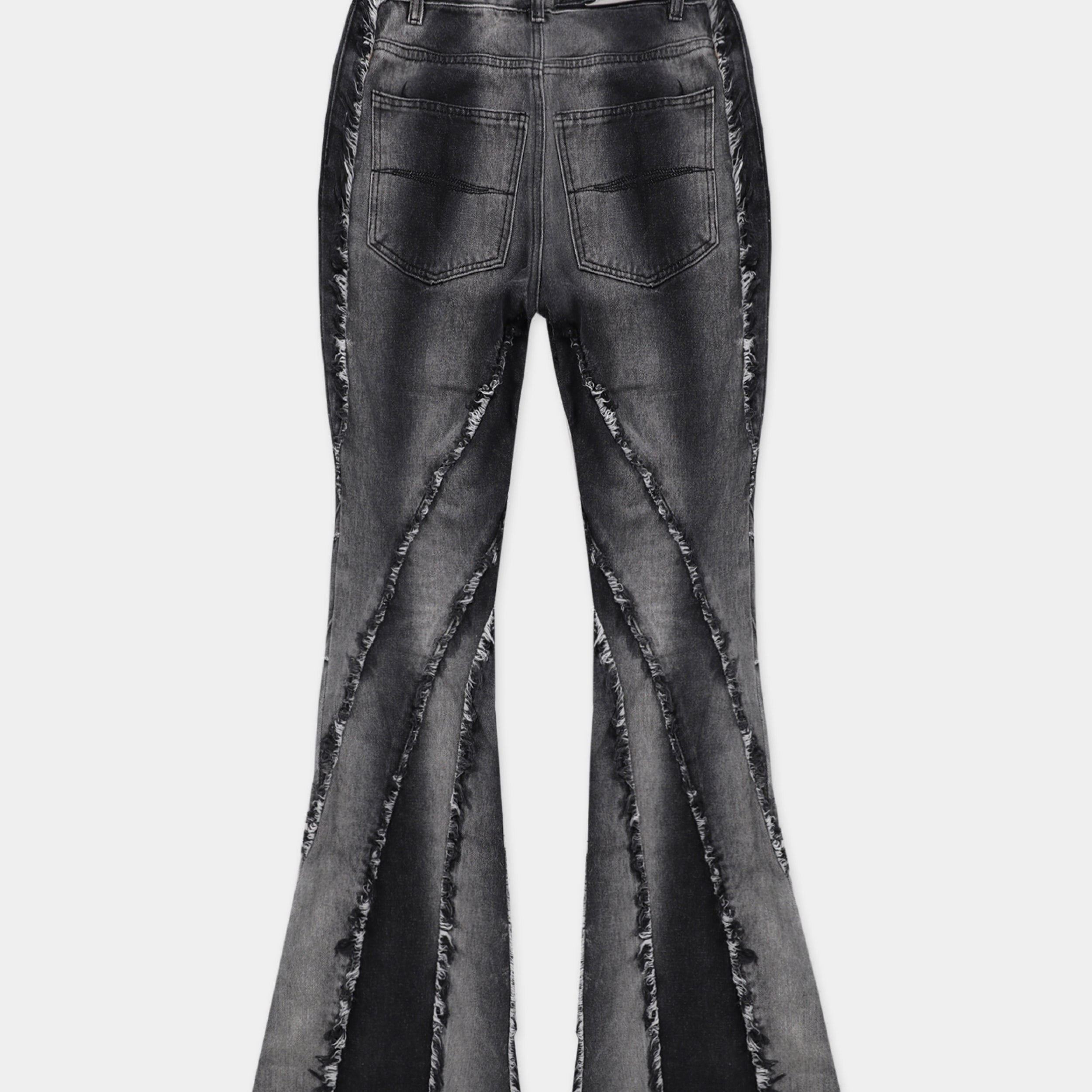 Badblood Twist Frayed Denim Pants Black