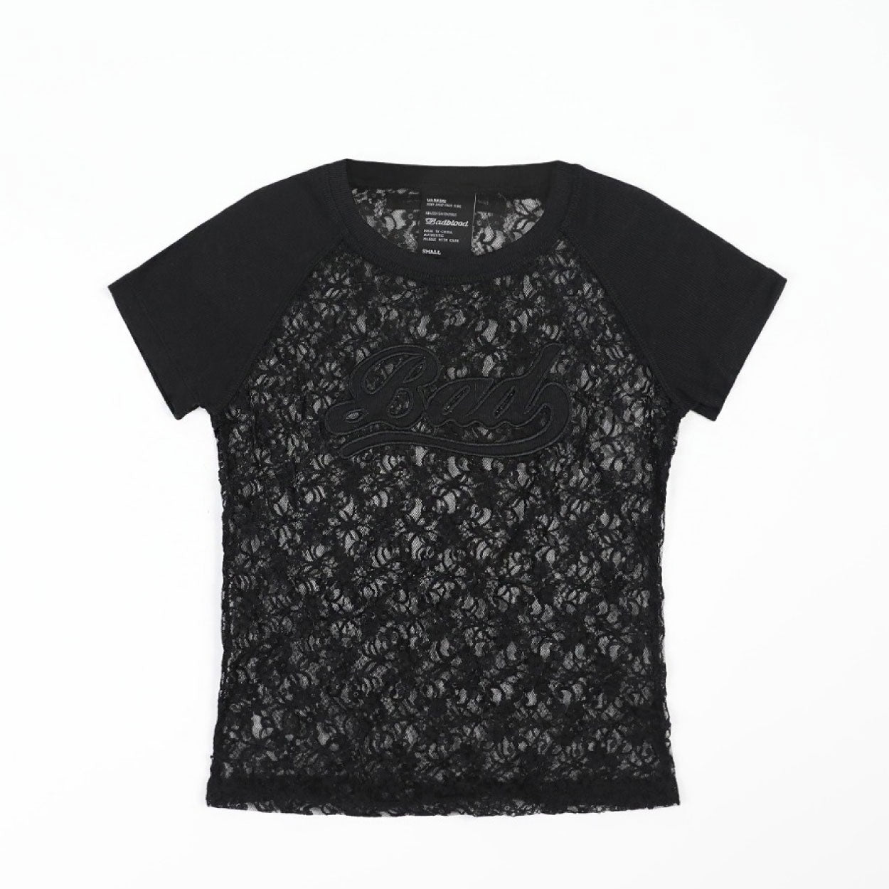 Badblood Selena Lace Contrast T-Shirt Black