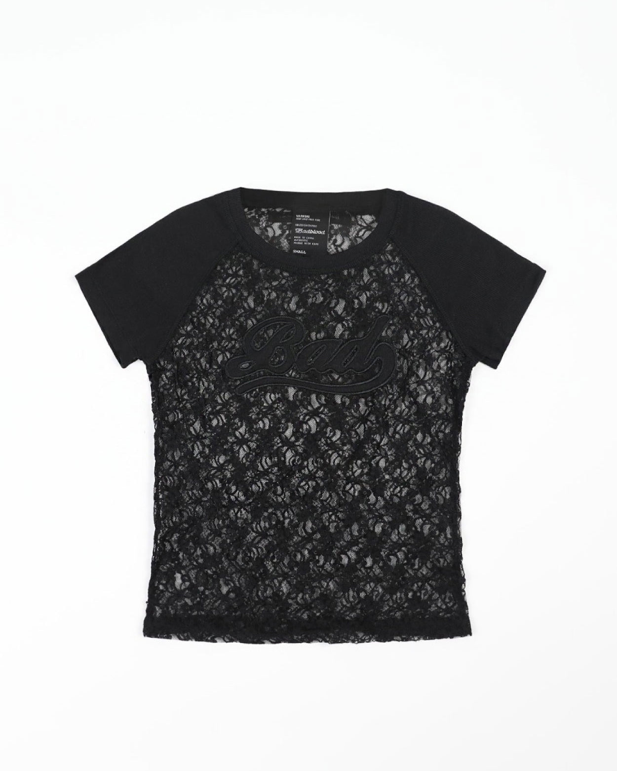 Badblood Selena Lace Contrast T-Shirt Black