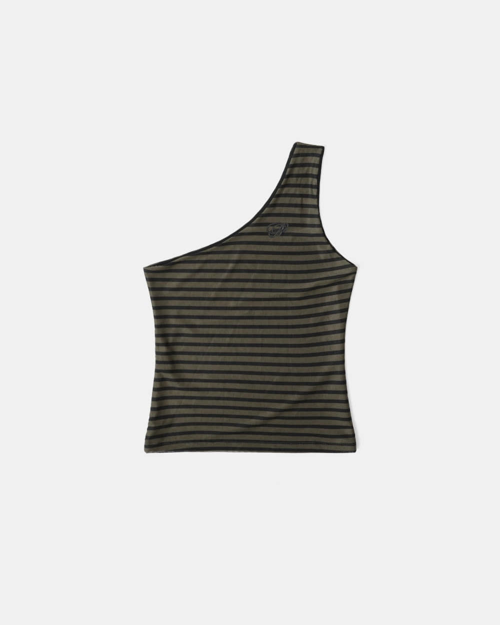 Badblood Striped One Shoulder Tank - Khaki/Black