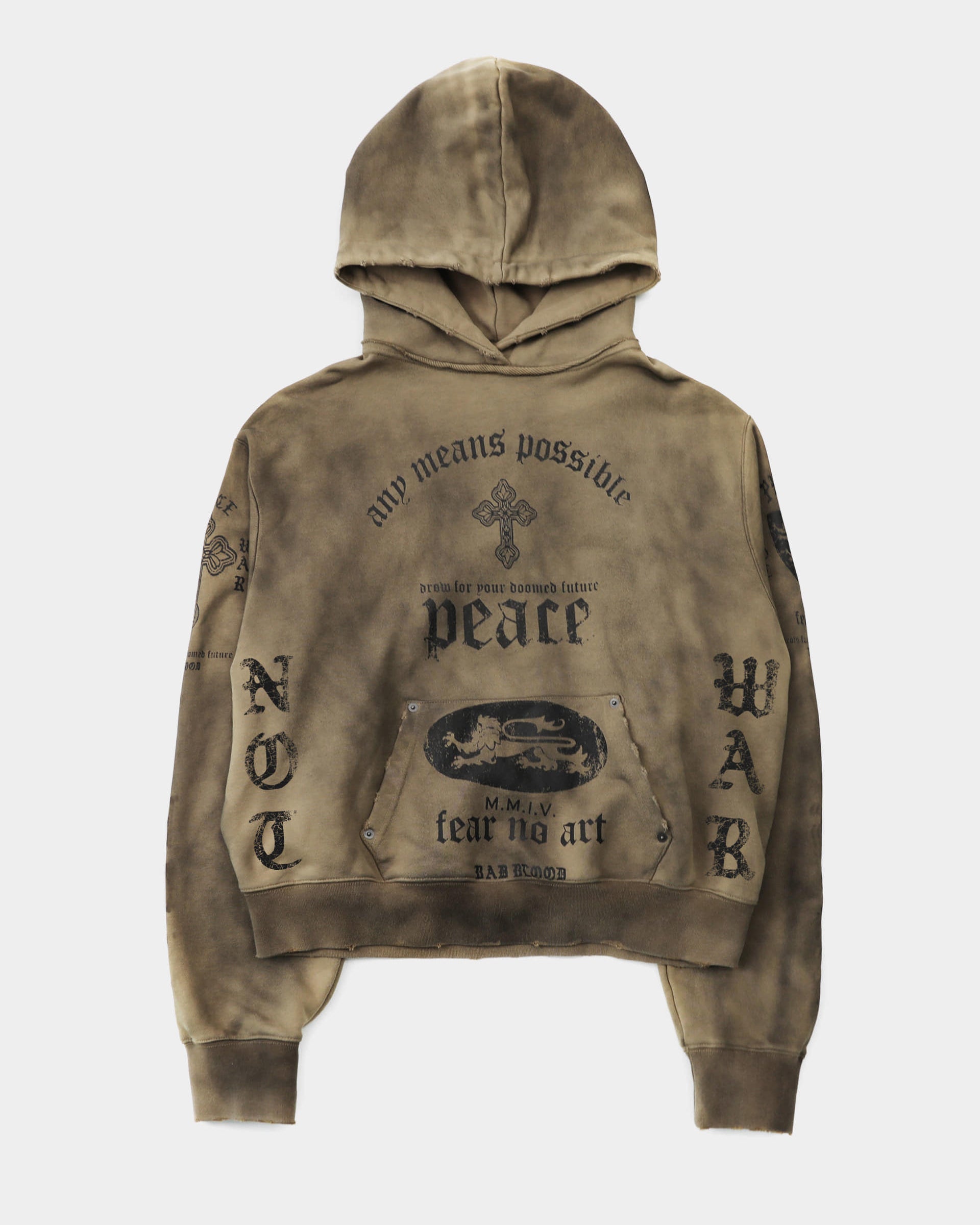 Badblood PEACE NOT WAR Hoodie Dusty Beige