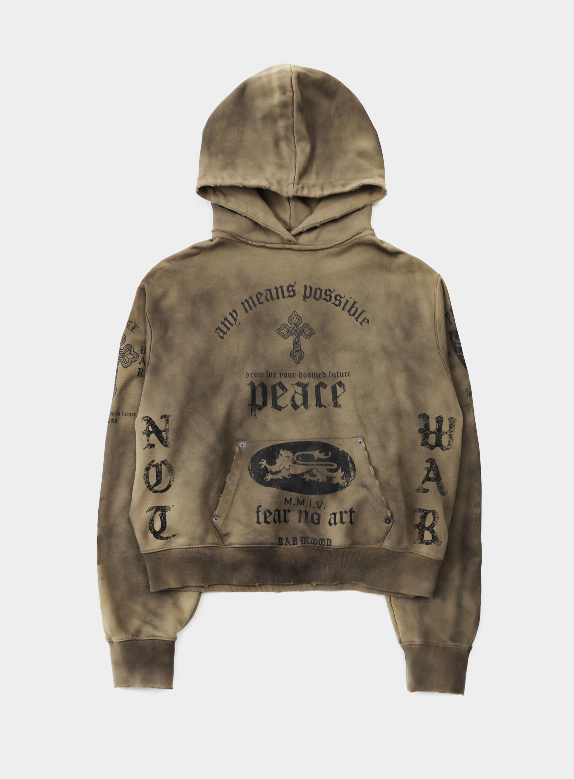 Badblood PEACE NOT WAR Hoodie Dusty Beige