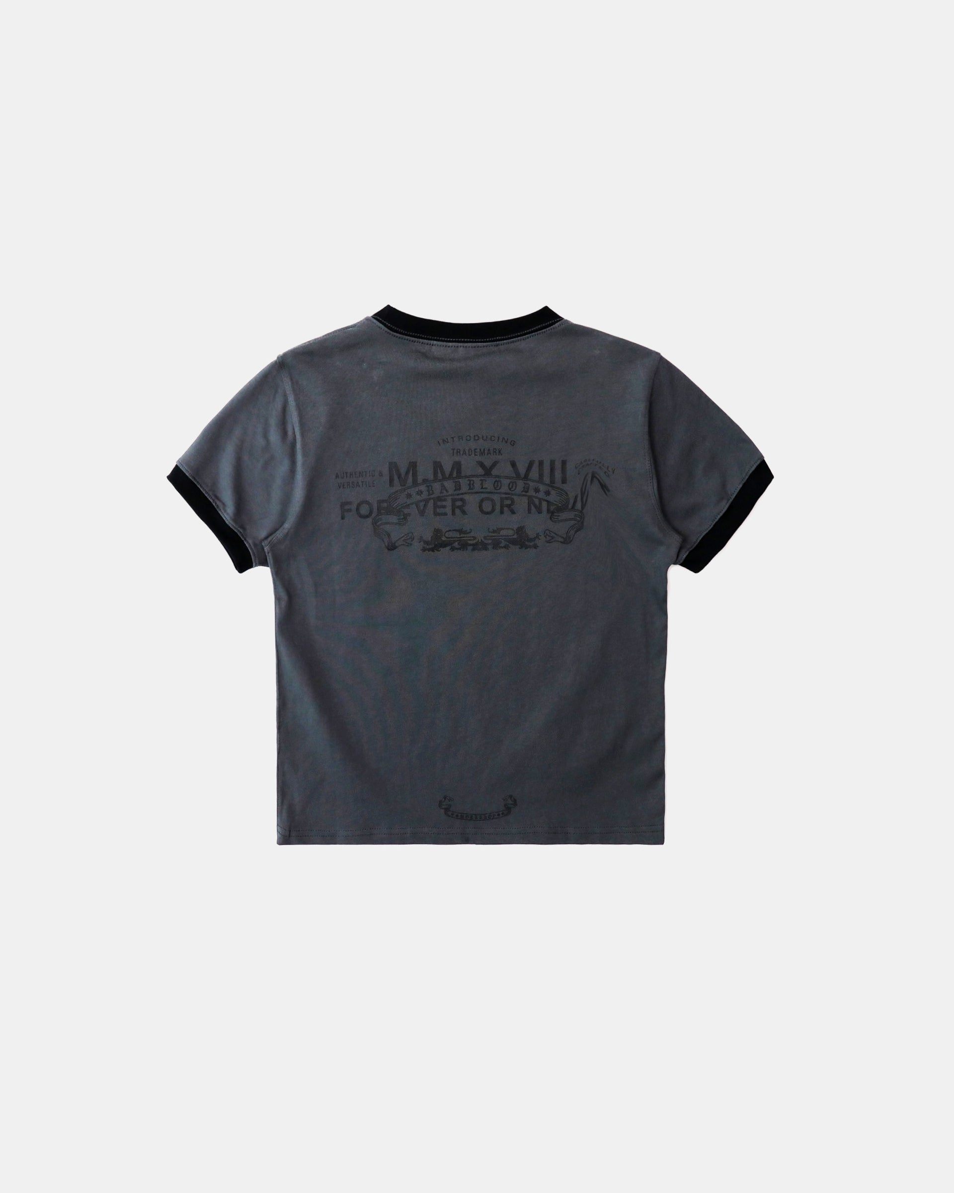 Badblood Cosmo Multi Patch Ringer T-Shirt - Charcoal