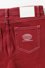 Badblood Workshop Low Rise Pantalon Color Jeans Burgundy