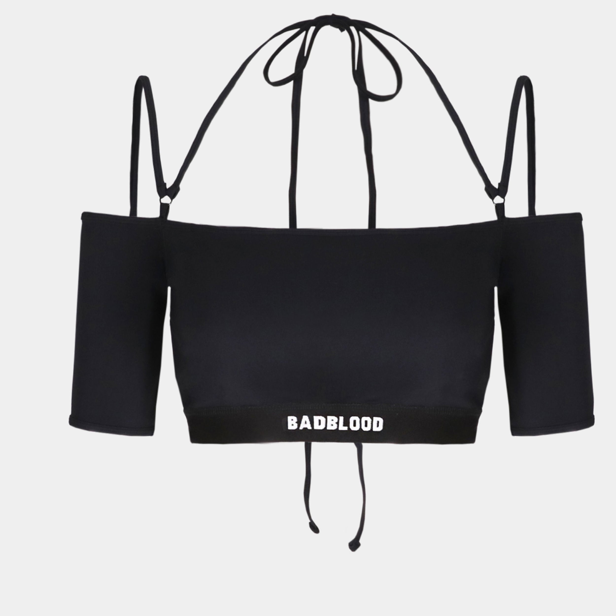 Badblood Small Logo Off Shoulder 1/2 Tee Bra Black