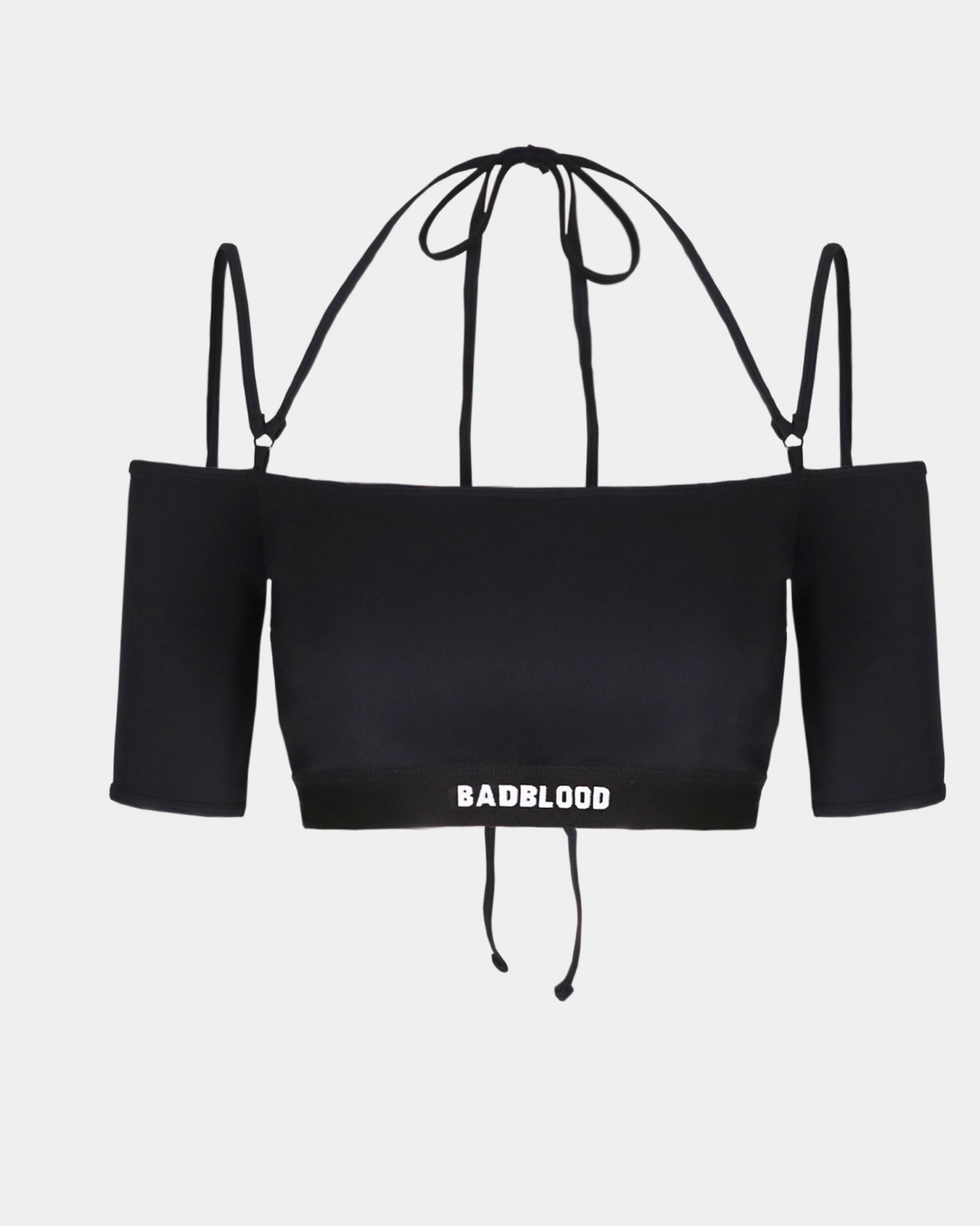Badblood Small Logo Off Shoulder 1/2 Tee Bra Black
