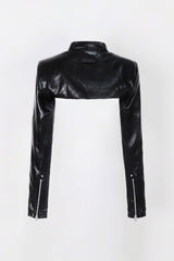 Badblood Zip Up Leather Bolero Black