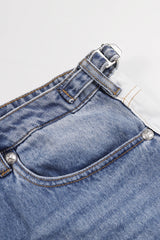 Badblood Line Panel Denim Pants Large Fit Blue/White