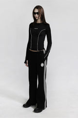 Badblood Rhombus Panelled Bootcut Pants Black
